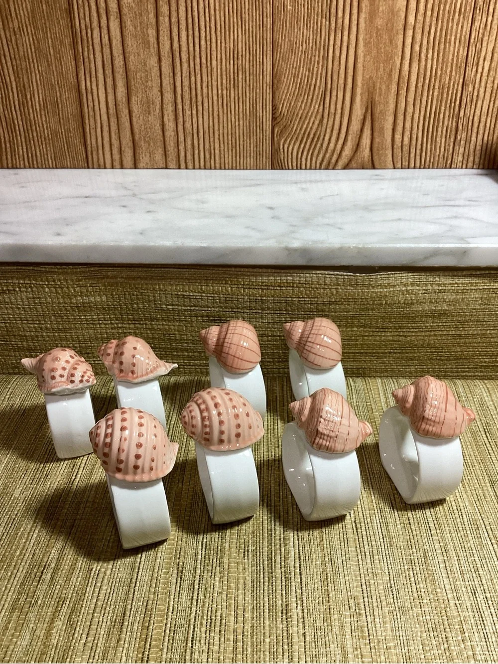 Vintage Ceramic Shell Napkin Rings set of 8